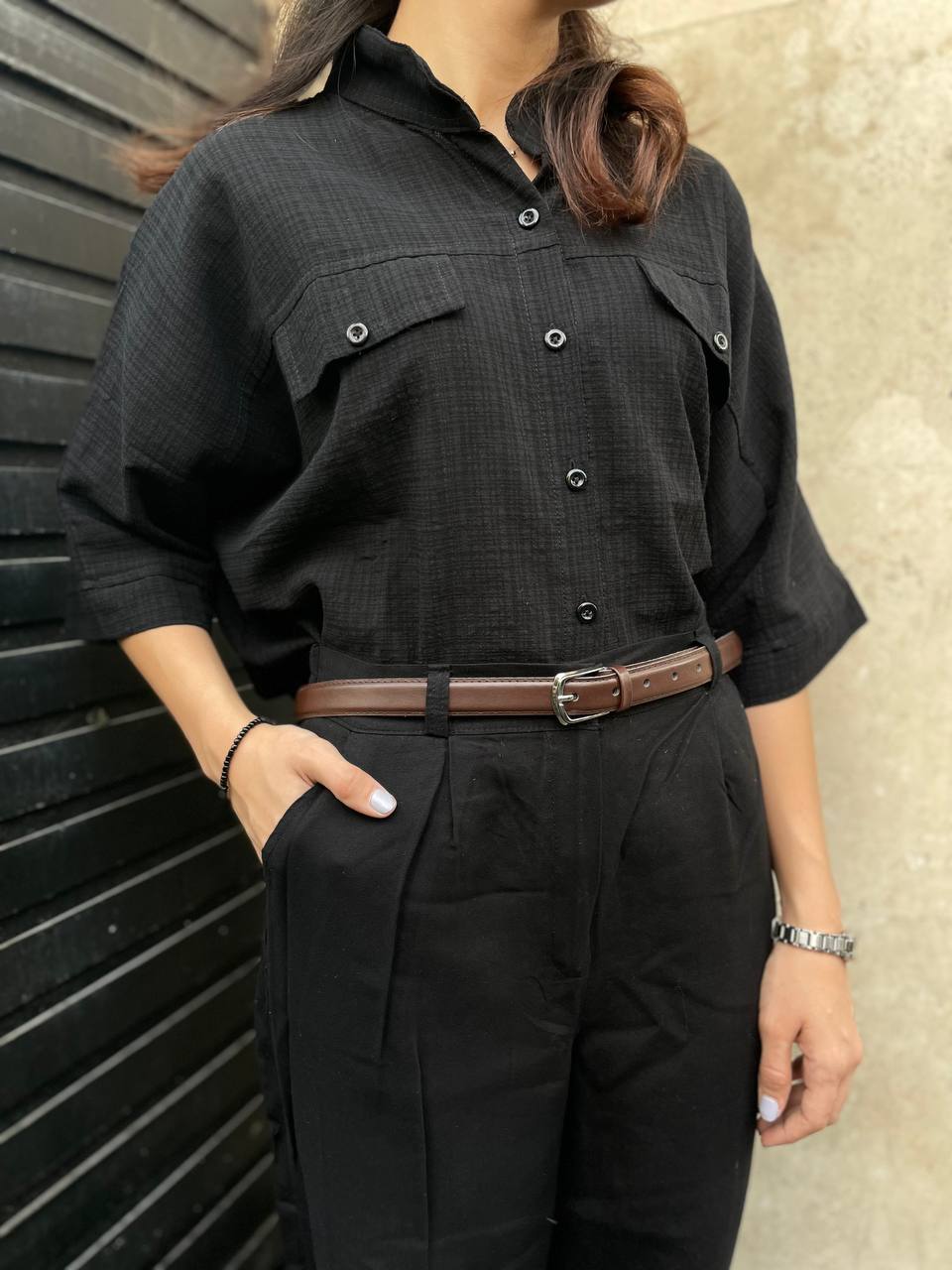 کمربند سگک ساده قهوه ای سوخته